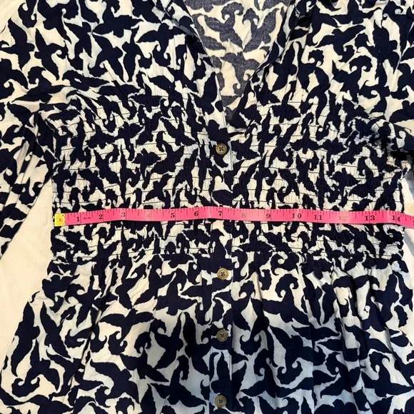 Maeve Navy Blue and White Bird Patterned Blouse Sz Small - Picture 7 of 8